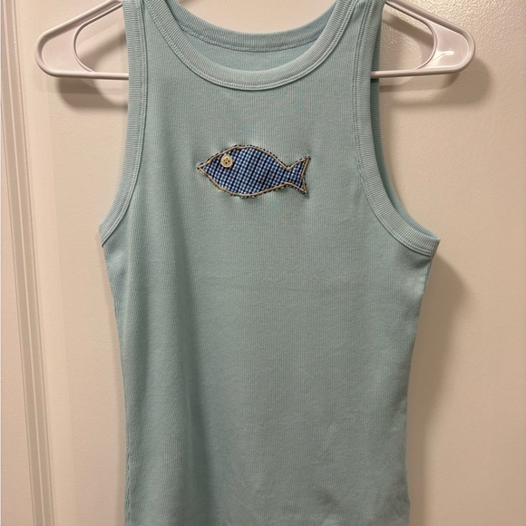 a new day Tops - a new day Light Blue Tank Top with Fish Design